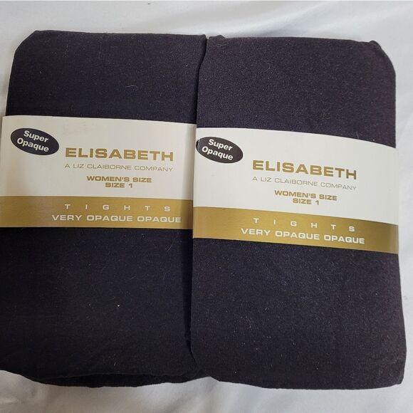NEW VINTAGE 90s 3 black opaque Liz Claiborne minimalist tights size 1 L/XL - Picture 3 of 6